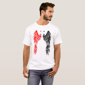 Duivel Wings Horn in de rode rug van de demon T-shirt (Voorkant volledig)