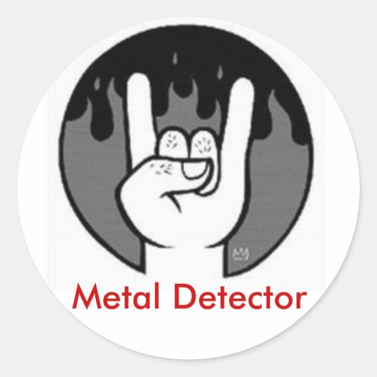 duivelhoorns, metaaldetector ronde sticker (Voorkant)