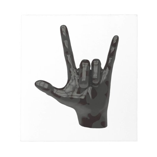 duivelhorens hand notitieblok (Voorkant)