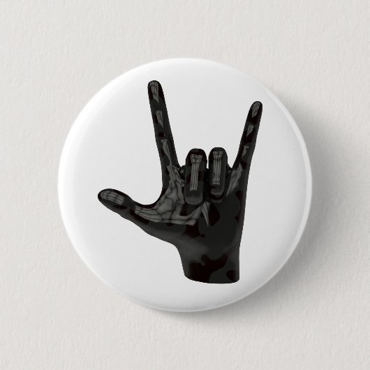 duivelhorens hand ronde button 5,7 cm (Voorkant)