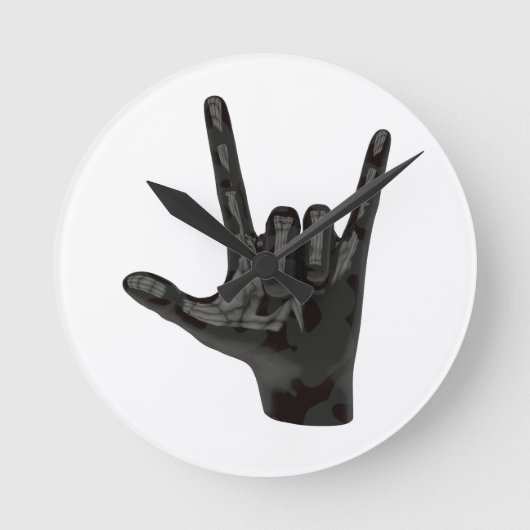 duivelhorens hand ronde klok (Voorkant)