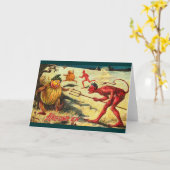 Duivels achtervolgen Goblins, Halloween Cheer! Kaart (Gele Bloem)