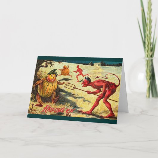 Duivels achtervolgen Goblins, Halloween Cheer! Kaart (Voorkant)
