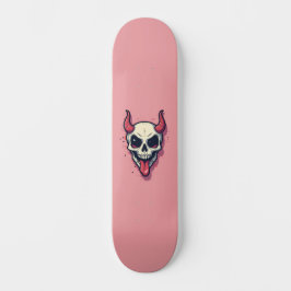 Duivels die de tong tegen een roze achtergrond tre persoonlijk skateboard
