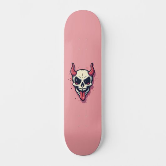 Duivels die de tong tegen een roze achtergrond tre persoonlijk skateboard (Voorkant)