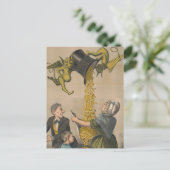 Duivels gieten gouden munten in het Schort van de  Briefkaart (Staand voorkant)