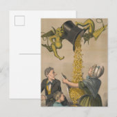 Duivels gieten gouden munten in het Schort van de  Briefkaart (Voorkant / Achterkant)