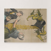 Duivels gieten gouden munten in het Schort van de  Legpuzzel (Horizontaal)