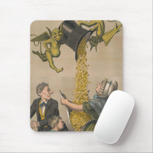 Duivels gieten gouden munten in het Schort van de  Muismat