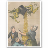 Duivels gieten gouden munten in het Schort van de  Sticker (Voorkant)