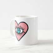 Duivels oog in hart koffiemok (Voorkant links)