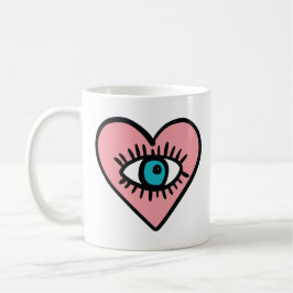 Duivels oog in hart koffiemok