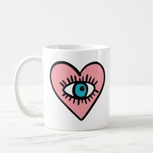 Duivels oog in hart koffiemok (Links)