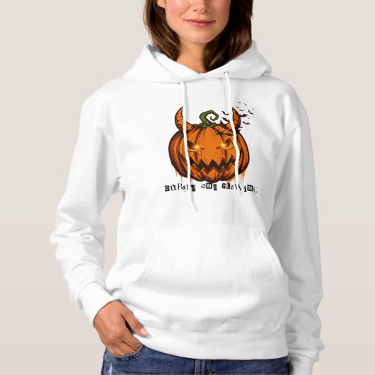 Duivels Pompoen Halloween Hoodie - Vleermuizen Gra (Voorkant)