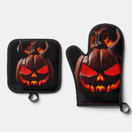 Duivels Pompoen Kroon Halloween Ovenwant Set