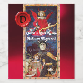 DUIVELS RODE WIJN WASZEGEL MONOGRAM /ANTIEKE TAROT ETIKET