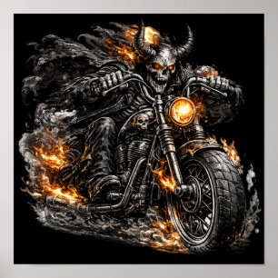 Duivels schedel biker motorfiets poster