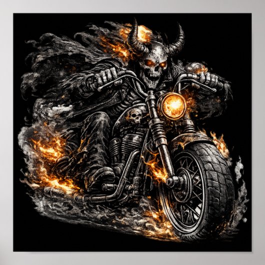 Duivels schedel biker motorfiets poster (Voorkant)