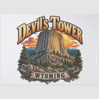 Duivels Toren Wyoming Vintage Zonsondergang Grafie Tissuepapier
