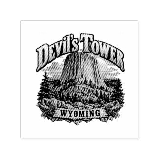 Duivels Toren Wyoming Vintage Zonsondergang Grafie Zelfinktende Stempel