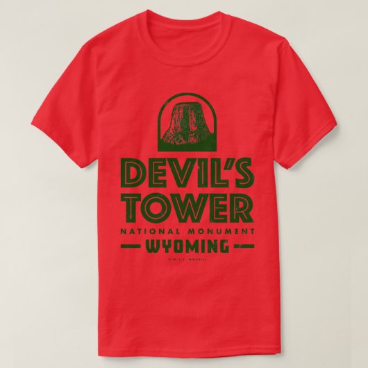 Duivels Tower Nationaal Monument Groen T-shirt (Design voorkant)