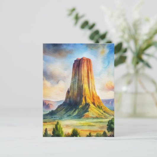 Duivels Tower National Monument Verf Briefkaart (Staand voorkant)