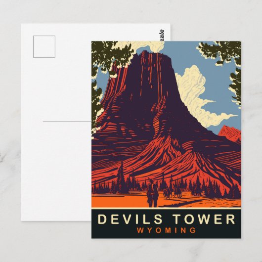 Duivels Tower, Wyoming, Reizen Briefkaart (Voorkant / Achterkant)