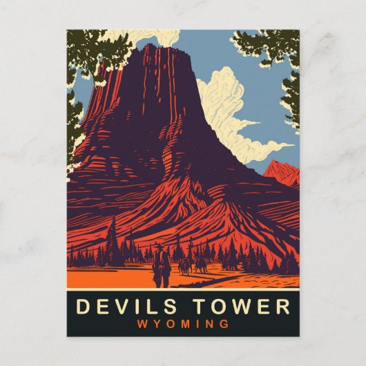 Duivels Tower, Wyoming, Reizen Briefkaart (Voorkant)