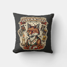 Duivels Werk Sly Fox Tarotkaart Tattoo Flash Mysti Kussen