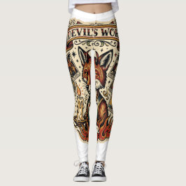 Duivels Werk Sly Fox Tarotkaart Tattoo Flash Mysti Leggings