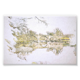 Duivelsbrug Kirkby Lonsdale Potloodschets Foto Afdruk