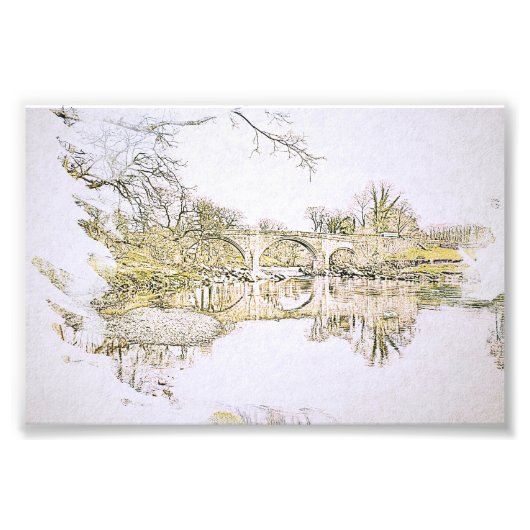 Duivelsbrug Kirkby Lonsdale Potloodschets Foto Afdruk (Voorkant)