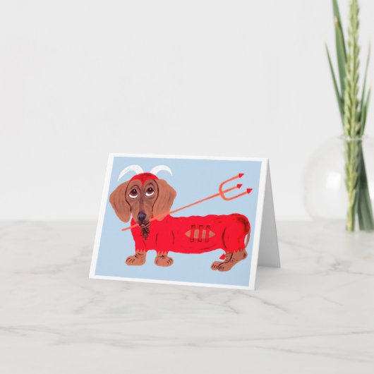 Duivelse Dachshund Feestdagen Kaart (Voorkant)