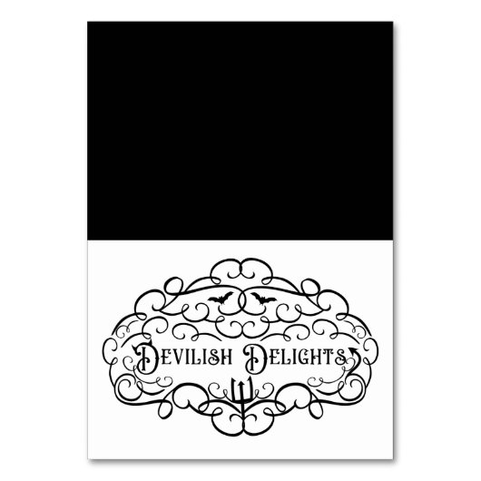 Duivelse Delights Vintage Halloween Voedsel Tent Kaart (Voorkant)