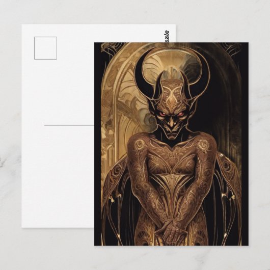 Duivelse Demon Art Briefkaart (Voorkant / Achterkant)