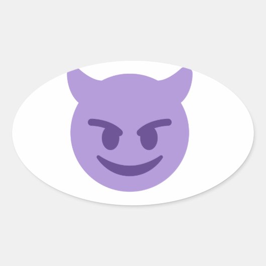 duivelse emoji ovale sticker (Voorkant)