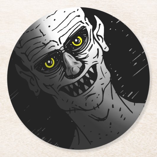 Duivelse Halloween Vampire Ronde Kartonnen Onderzetter (Voorkant)