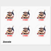 DUIVELSE HOND USMC RONDE STICKER (Vel)