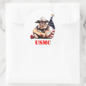 DUIVELSE HOND USMC RONDE STICKER (Tas)