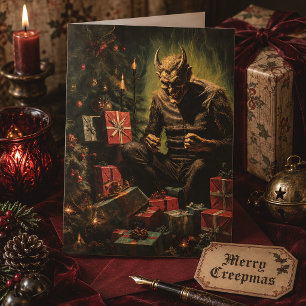 Duivelse Kerstman Griezelige Horror Kerstmis Feestdagenkaart
