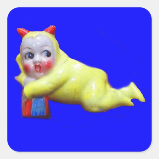 duivelse kleine imp vierkante sticker (Voorkant)
