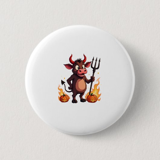 Duivelse Koe Mischief Ronde Button 5,7 Cm (Voorkant)