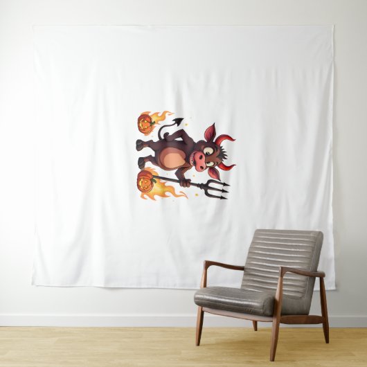 Duivelse Koe Mischief Wandkleed (In Situ (horizontaal))