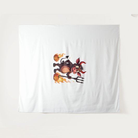 Duivelse Koe Mischief Wandkleed (Voorkant (horizontaal))