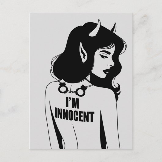 Duivelse onschuldige vrouw briefkaart (Voorkant)