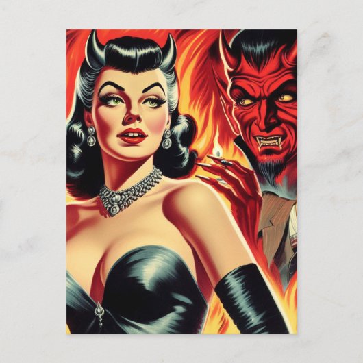  Duivelse Pin-up Briefkaart (Voorkant)