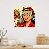 Duivelse pin-up poster (Keuken)