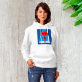 Duivelse superheldenpersonage vet rood en blauw hoodie