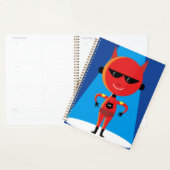 Duivelse superheldenpersonage vet rood en blauw planner (Display)