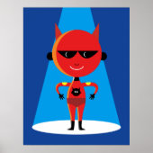 Duivelse superheldenpersonage vet rood en blauw poster (Voorkant)